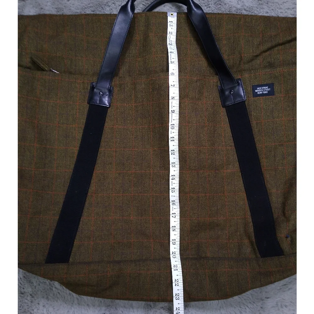 Jack Spade XL Tweed Tartan Olive Travel Overnight Bag - Picture 10 of 11
